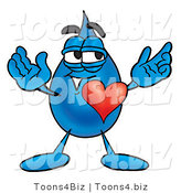 Illustration of a Cartoon Water Drop Mascot with His Heart Beating out of His Chest by Mascot Junction