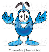 Illustration of a Cartoon Water Drop Mascot with Welcoming Open Arms by Mascot Junction