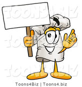 Illustration of a Chef Hat Mascot Holding a Blank Sign by Mascot Junction