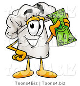 Illustration of a Chef Hat Mascot Holding a Dollar Bill by Mascot Junction