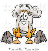 Illustration of a Chef Hat Mascot Lifting a Heavy Barbell by Mascot Junction