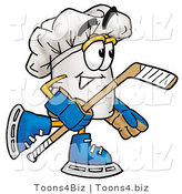 Illustration of a Chef Hat Mascot Playing Ice Hockey by Mascot Junction