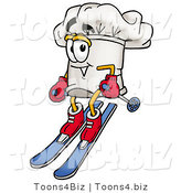 Illustration of a Chef Hat Mascot Skiing Downhill by Mascot Junction