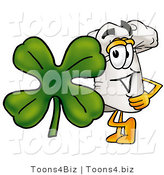 Illustration of a Chef Hat Mascot with a Green Four Leaf Clover on St Paddy's or St Patricks Day by Mascot Junction