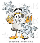 Illustration of a Chef Hat Mascot with Three Snowflakes in Winter by Mascot Junction