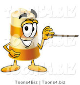 Illustration of a Construction Safety Barrel Mascot Holding a Pointer Stick by Mascot Junction