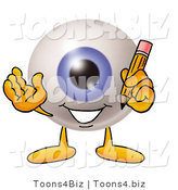 Illustration of a Eyeball Mascot Holding a Pencil by Mascot Junction