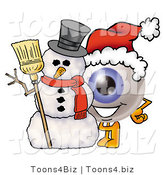 Illustration of a Eyeball Mascot with a Snowman on Christmas by Mascot Junction
