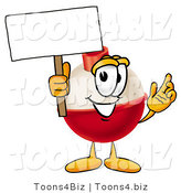 Illustration of a Fishing Bobber Mascot Holding a Blank Sign by Mascot Junction