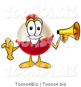 Illustration of a Fishing Bobber Mascot Holding a Megaphone by Mascot Junction