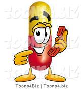 Illustration of a Medical Pill Capsule Mascot Holding a Telephone by Mascot Junction