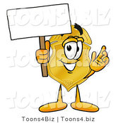 Illustration of a Police Badge Mascot Holding a Blank Sign by Mascot Junction