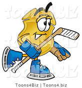 Illustration of a Police Badge Mascot Playing Ice Hockey by Mascot Junction