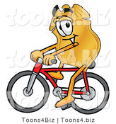 Illustration of a Police Badge Mascot Riding a Bicycle by Mascot Junction