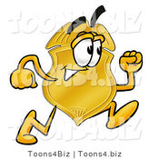 Illustration of a Police Badge Mascot Running by Mascot Junction