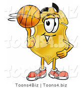 Illustration of a Police Badge Mascot Spinning a Basketball on His Finger by Mascot Junction