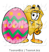 Illustration of a Police Badge Mascot Standing Beside an Easter Egg by Mascot Junction