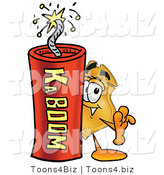 Illustration of a Police Badge Mascot Standing with a Lit Stick of Dynamite by Mascot Junction