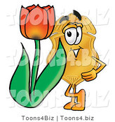 Illustration of a Police Badge Mascot with a Red Tulip Flower in the Spring by Mascot Junction