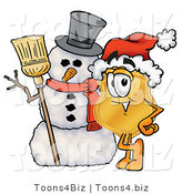 Illustration of a Police Badge Mascot with a Snowman on Christmas by Mascot Junction