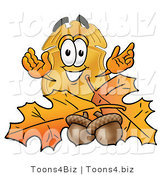 Illustration of a Police Badge Mascot with Autumn Leaves and Acorns in the Fall by Mascot Junction