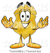 Illustration of a Police Badge Mascot with Welcoming Open Arms by Mascot Junction