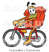 Illustration of a Red Cartoon Telephone Mascot Riding a Bicycle by Mascot Junction