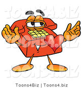Illustration of a Red Cartoon Telephone Mascot with His Heart Beating out of His Chest by Mascot Junction