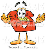 Illustration of a Red Cartoon Telephone Mascot with Welcoming Open Arms by Mascot Junction