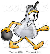 Illustration of a Science Beaker Mascot Holding a Bowling Ball by Mascot Junction
