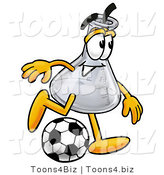 Illustration of a Science Beaker Mascot Kicking a Soccer Ball by Mascot Junction