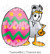 Illustration of a Science Beaker Mascot Standing Beside an Easter Egg by Mascot Junction