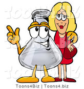 Illustration of a Science Beaker Mascot Talking to a Pretty Blond Woman by Mascot Junction