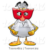 Illustration of a Science Beaker Mascot Wearing a Red Mask over His Face by Mascot Junction