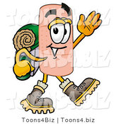 Illustration of an Adhesive Bandage Mascot Hiking and Carrying a Backpack by Mascot Junction