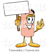 Illustration of an Adhesive Bandage Mascot Holding a Blank Sign by Mascot Junction