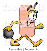 Illustration of an Adhesive Bandage Mascot Holding a Bowling Ball by Mascot Junction