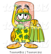 Illustration of an Adhesive Bandage Mascot in Green and Yellow Snorkel Gear by Mascot Junction