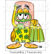 Illustration of an Adhesive Bandage Mascot in Green and Yellow Snorkel Gear by Mascot Junction