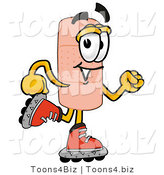 Illustration of an Adhesive Bandage Mascot Roller Blading on Inline Skates by Mascot Junction