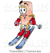 Illustration of an Adhesive Bandage Mascot Skiing Downhill by Mascot Junction