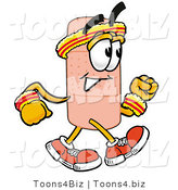 Illustration of an Adhesive Bandage Mascot Speed Walking or Jogging by Mascot Junction