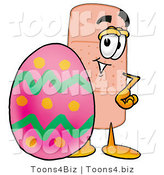 Illustration of an Adhesive Bandage Mascot Standing Beside an Easter Egg by Mascot Junction