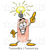 Illustration of an Adhesive Bandage Mascot with a Bright Idea by Mascot Junction