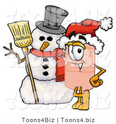 Illustration of an Adhesive Bandage Mascot with a Snowman on Christmas by Mascot Junction