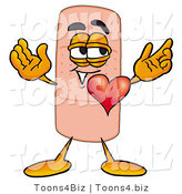 Illustration of an Adhesive Bandage Mascot with His Heart Beating out of His Chest by Mascot Junction