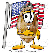 Illustration of an American Football Mascot Pledging Allegiance to an American Flag by Mascot Junction