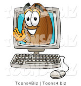 Illustration of an American Football Mascot Waving from Inside a Computer Screen by Mascot Junction