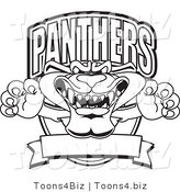 Line Art Vector Illustration of a Cartoon Panther Mascot Logo by Mascot Junction