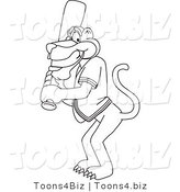 Line Art Vector Illustration of a Cartoon Panther Mascot Playing Baseball by Mascot Junction